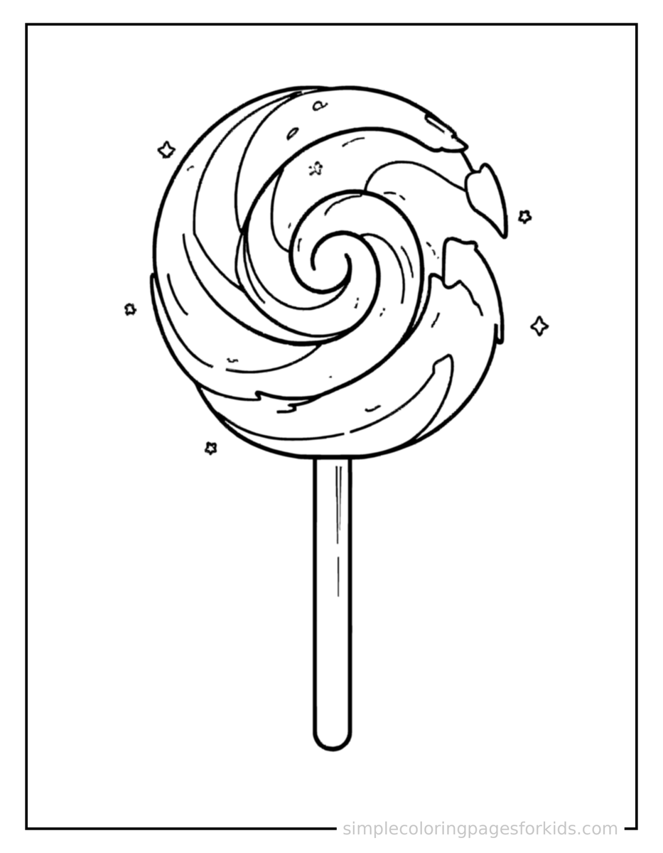 Sparkling Swirly Lollipop Coloring Page