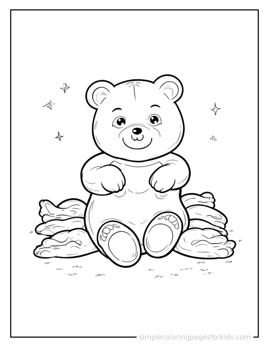 Sparkling Pile Of Gummy Bears Coloring Page