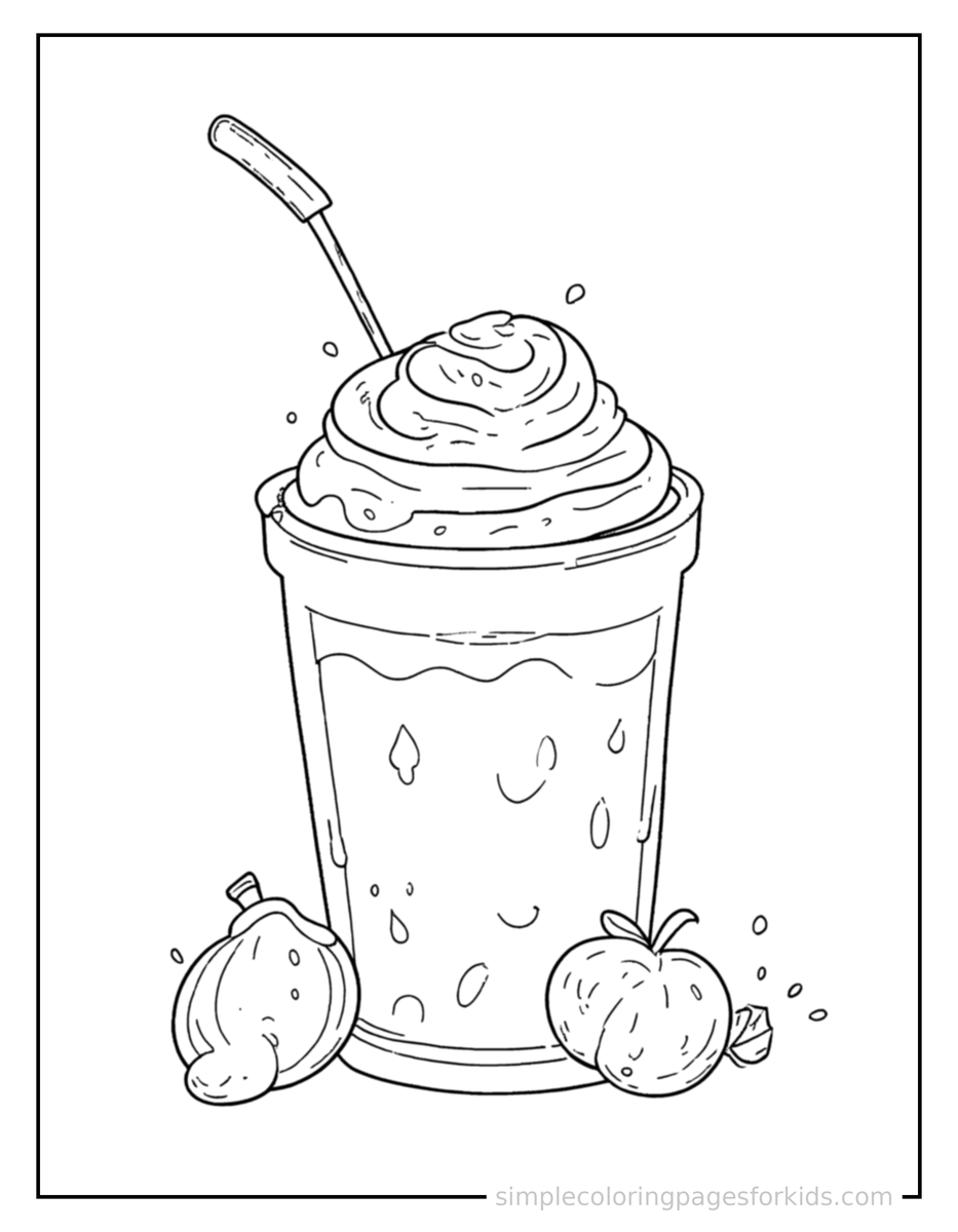 Sparkling Fruit Smoothie In A Cup Coloring Page