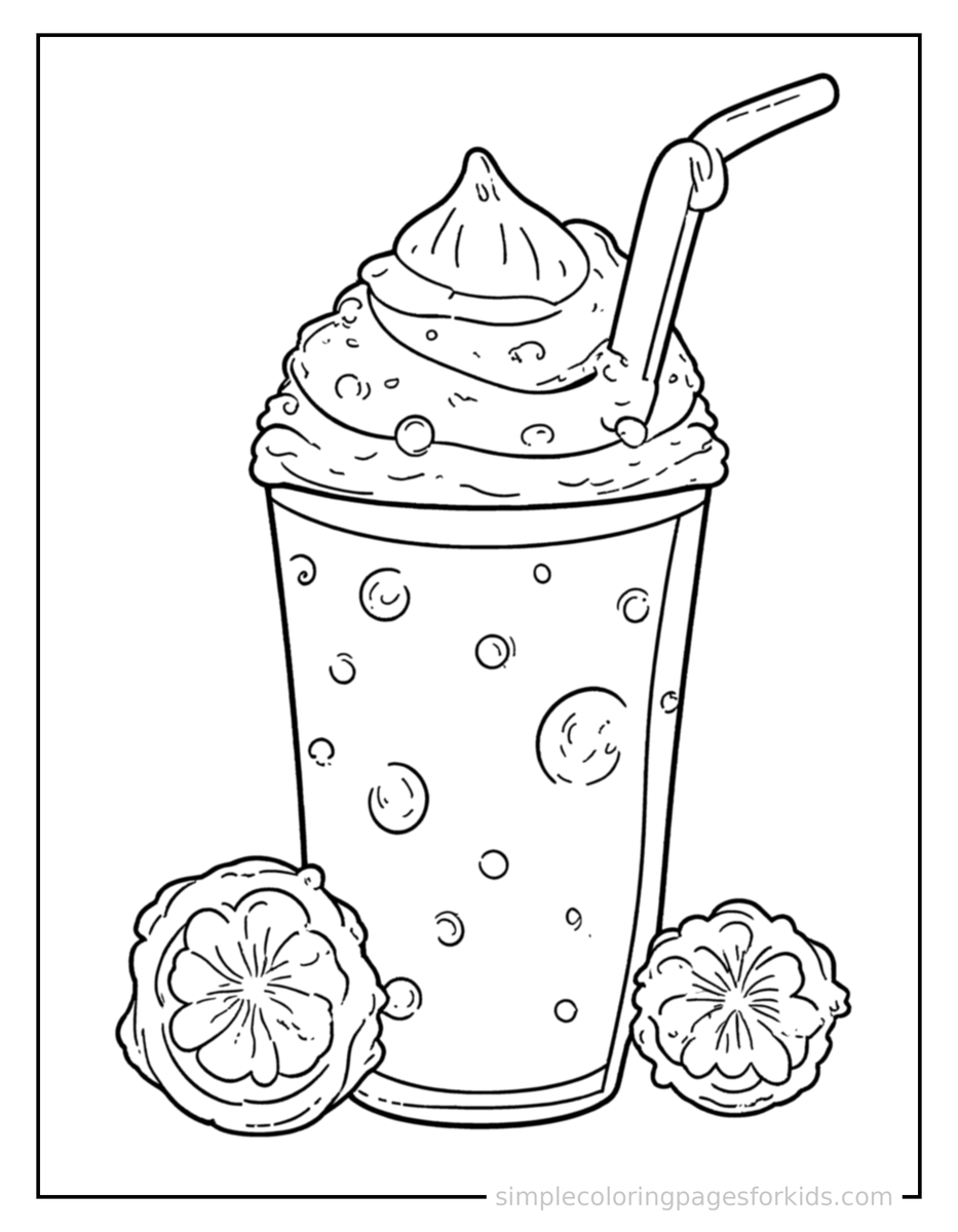 Coloring Scene 3 Fruit Smoothie In A Cup Coloring Page