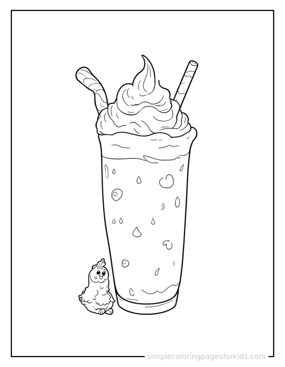Coloring Scene 3 Milkshake With Whipped Cream Coloring Page