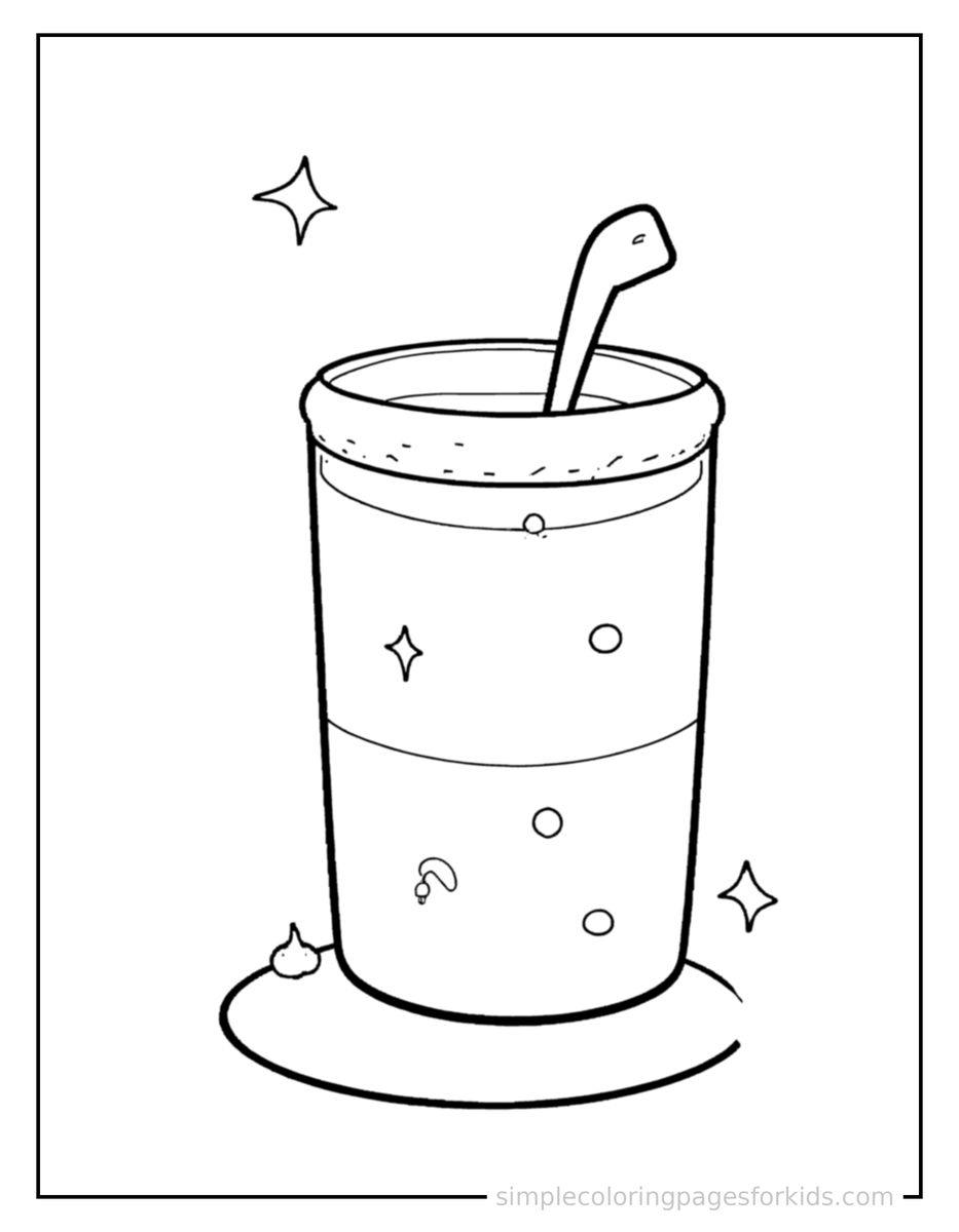 Sparkling Juice Box With A Straw Coloring Page