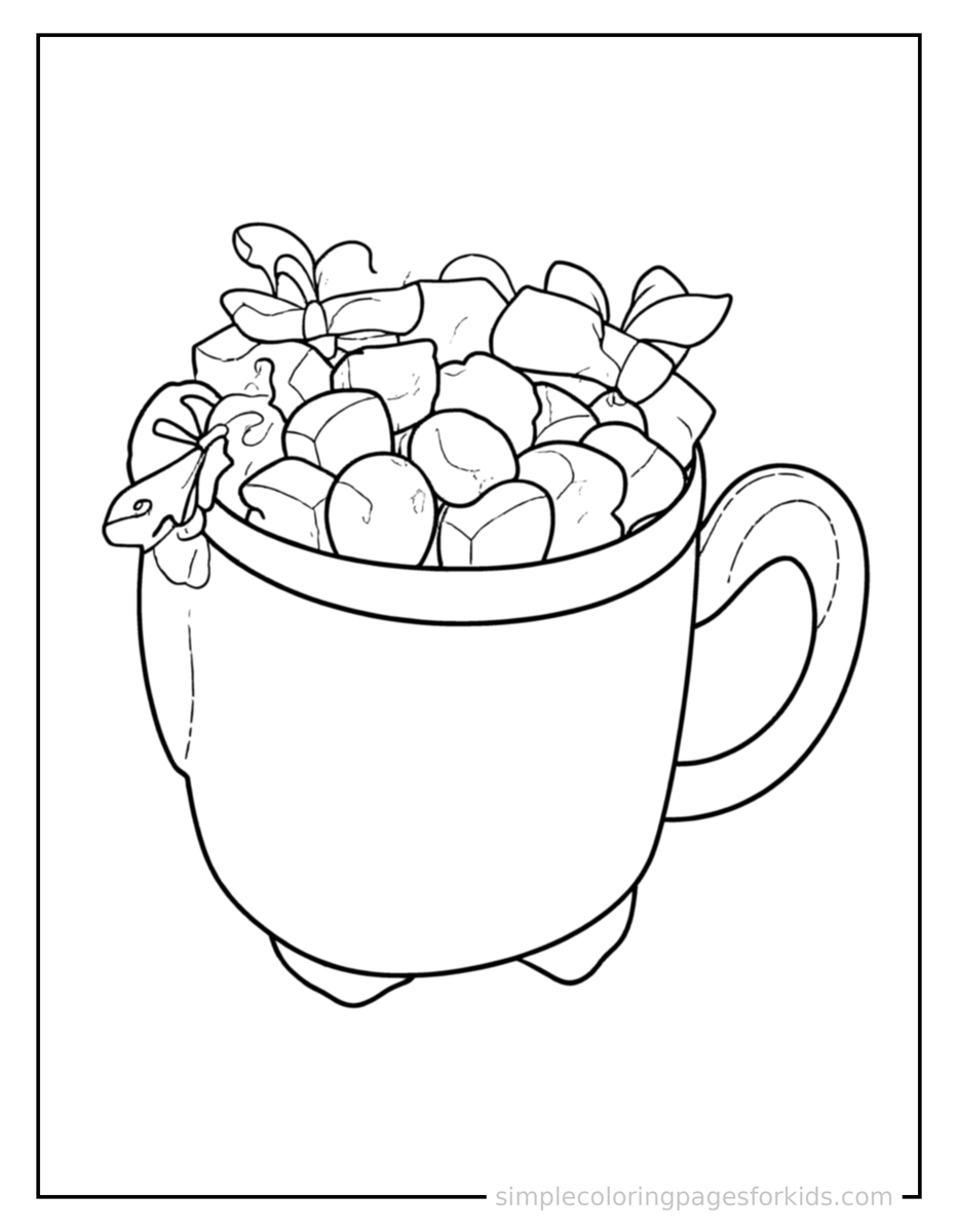 Coloring Scene 4 Mug Of Hot Chocolate With Marshmallows Coloring Page
