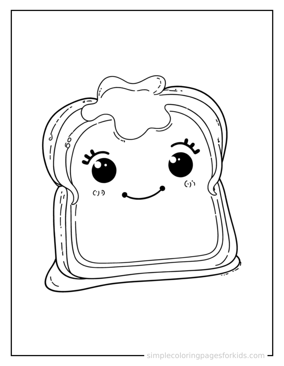 Slice Of Toast With Butter Coloring Pages