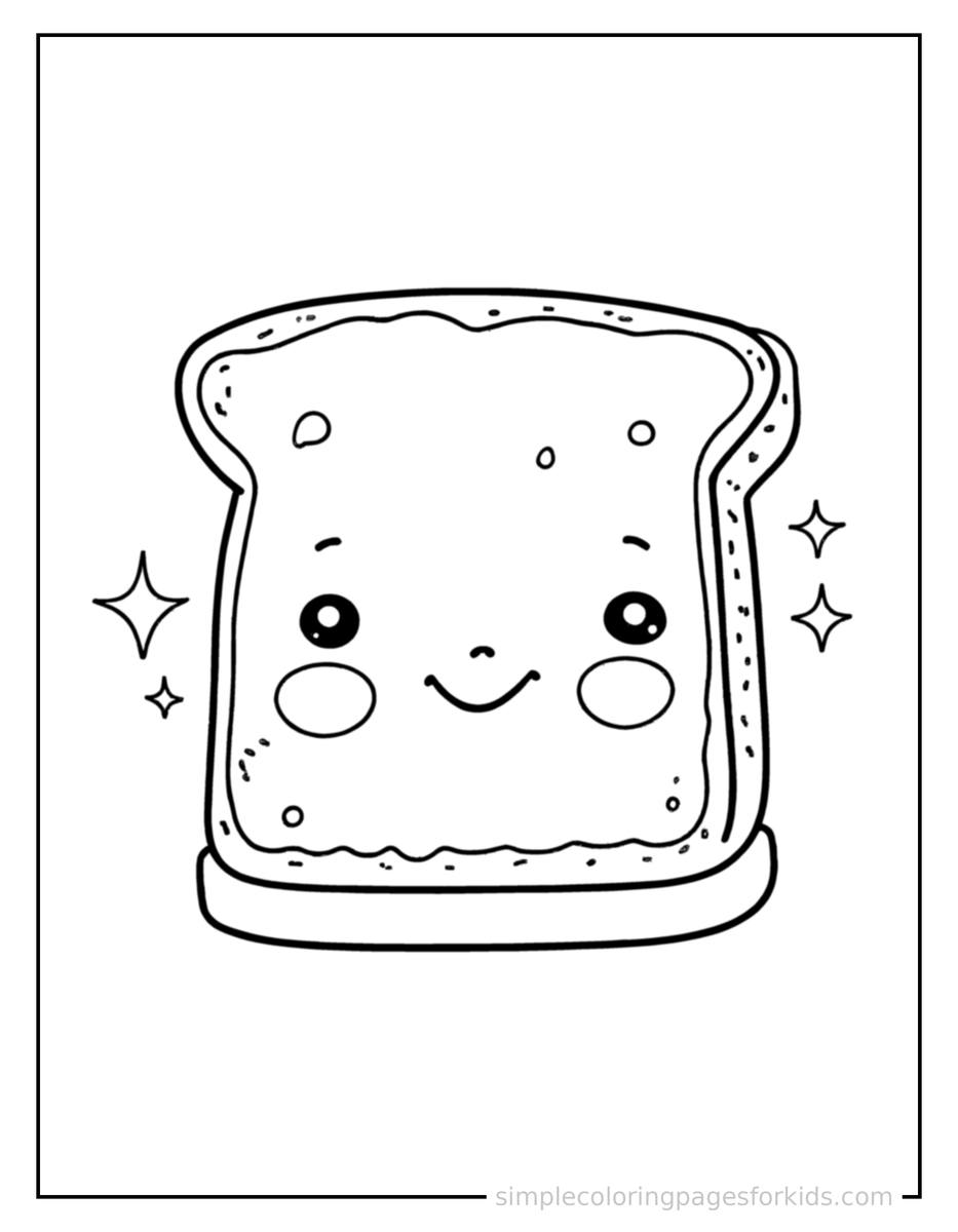 Sparkling Slice Of Toast With Butter Coloring Page