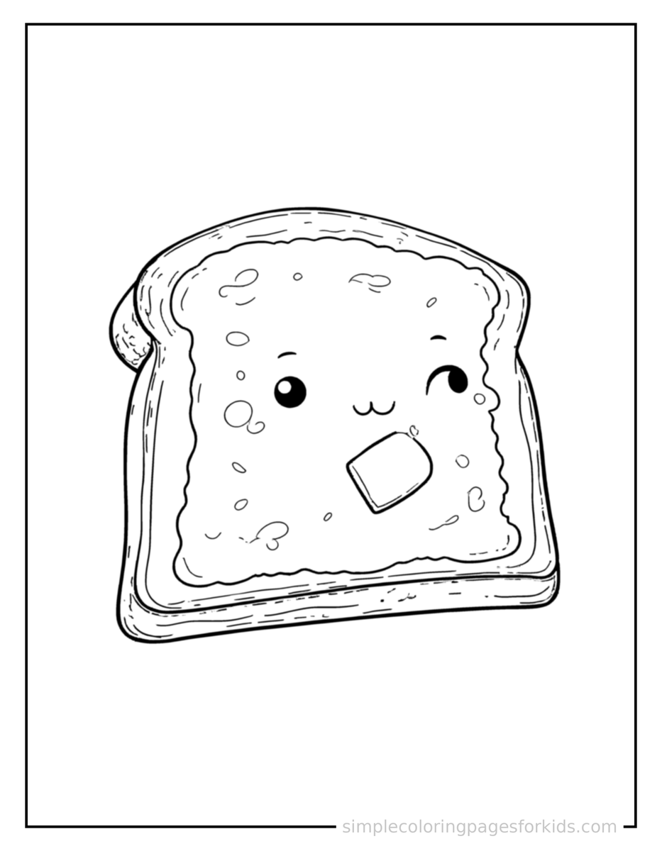 Coloring Scene 3 Slice Of Toast With Butter Coloring Page