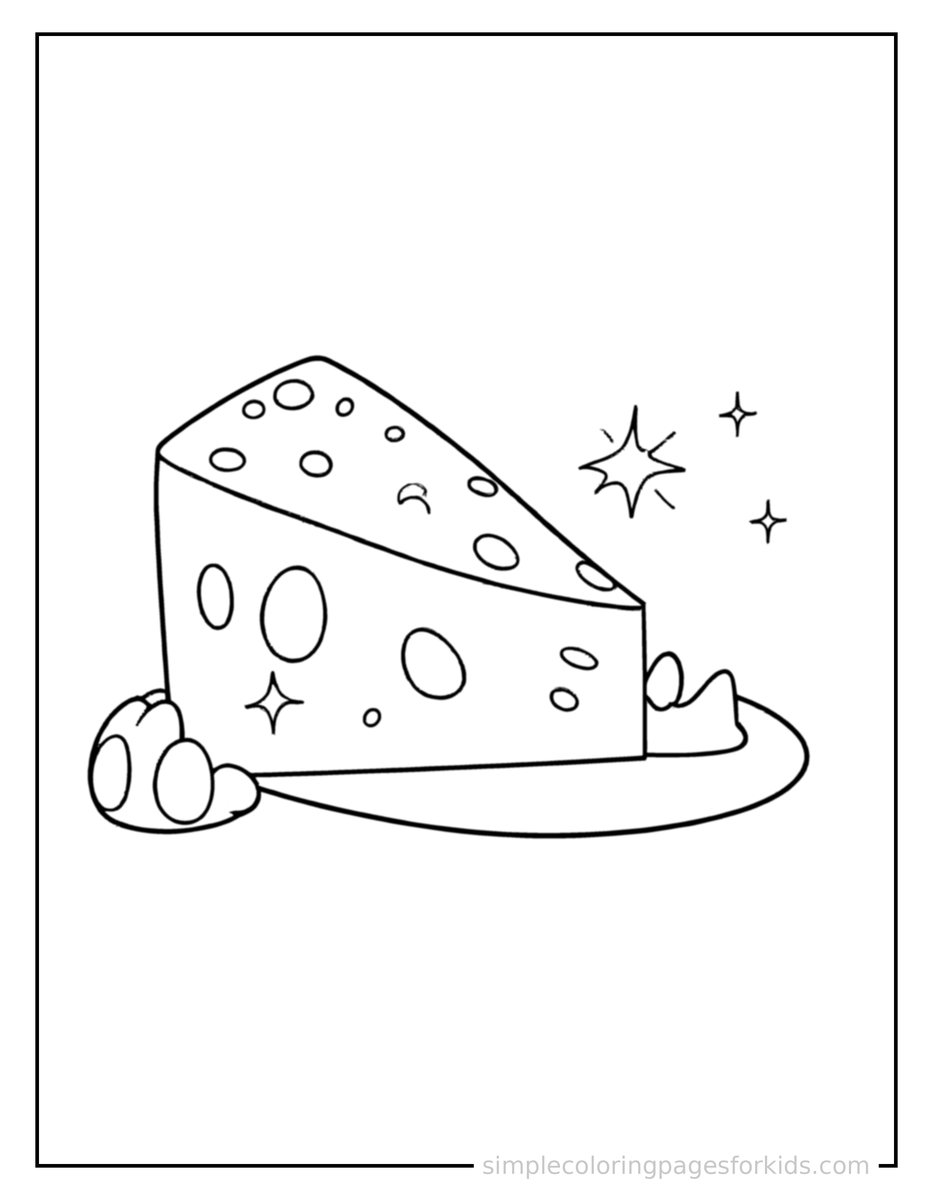 Sparkling Wedge Of Cheese Coloring Page