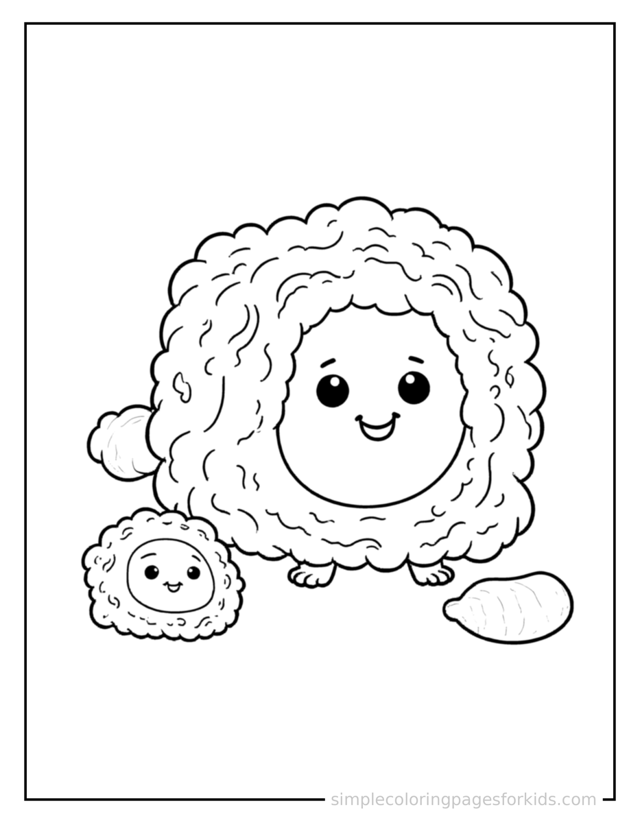 Coloring Scene 3 Sushi Roll Coloring Page
