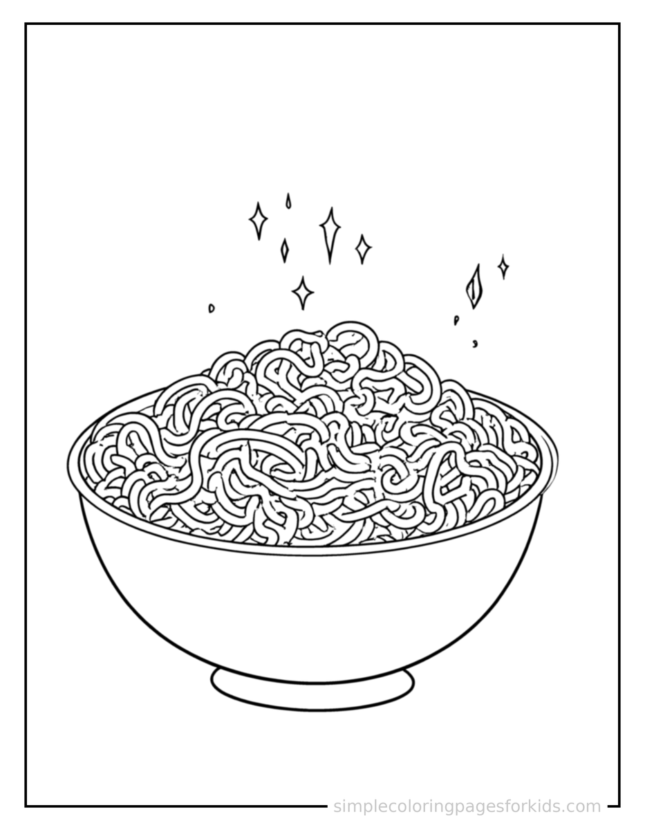 Sparkling Bowl Of Ramen Noodles Coloring Page
