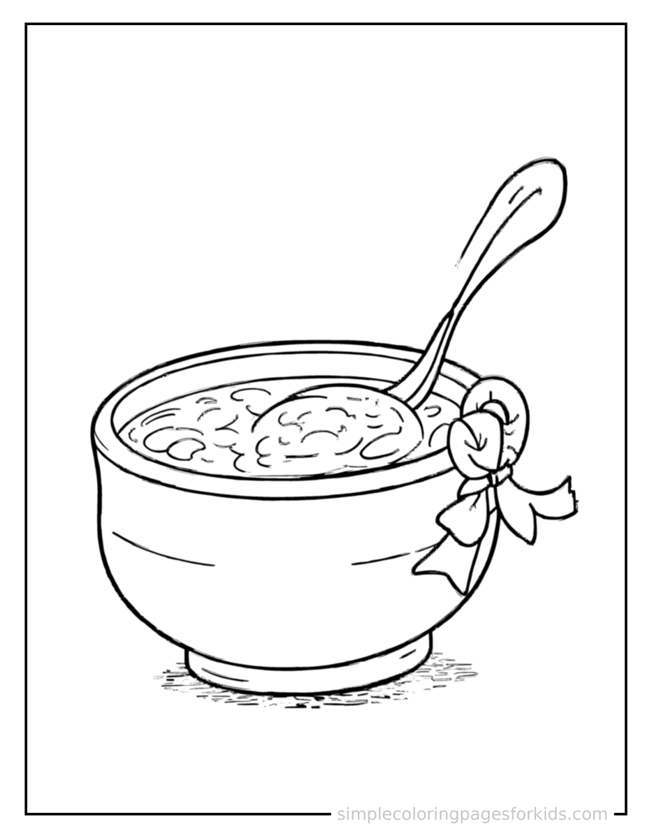 Coloring Scene 4 Bowl Of Soup With A Spoon Coloring Page