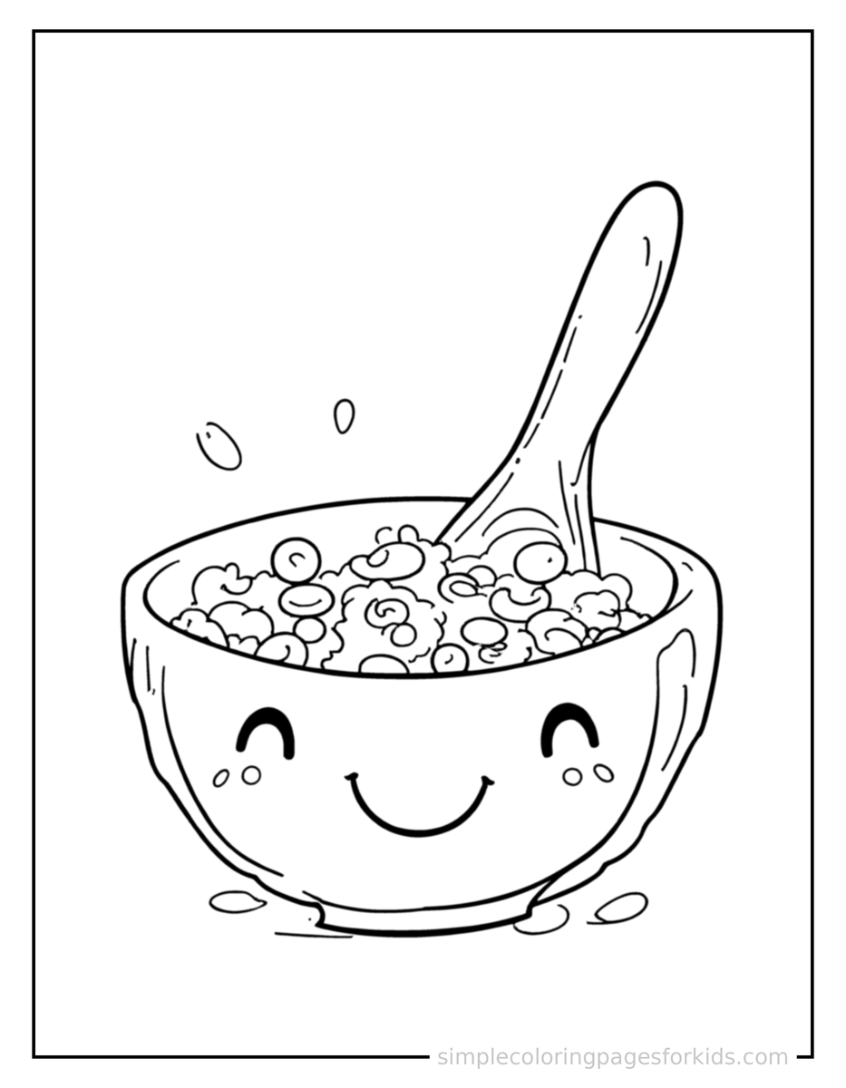 Bowl Of Cereal With Milk Coloring Pages
