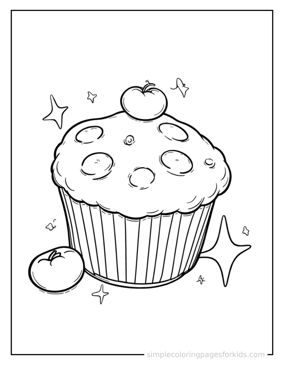 Sparkling Blueberry Muffin Coloring Page