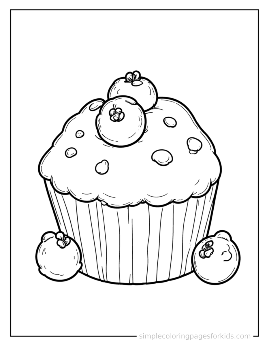 Coloring Scene 3 Blueberry Muffin Coloring Page