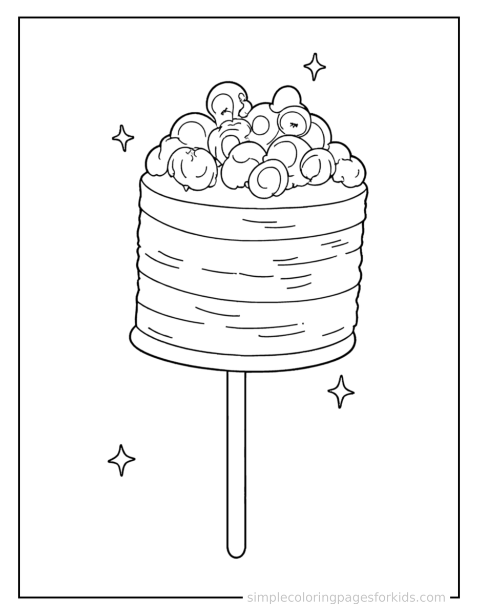 Sparkling Cake Pop On A Stick Coloring Page
