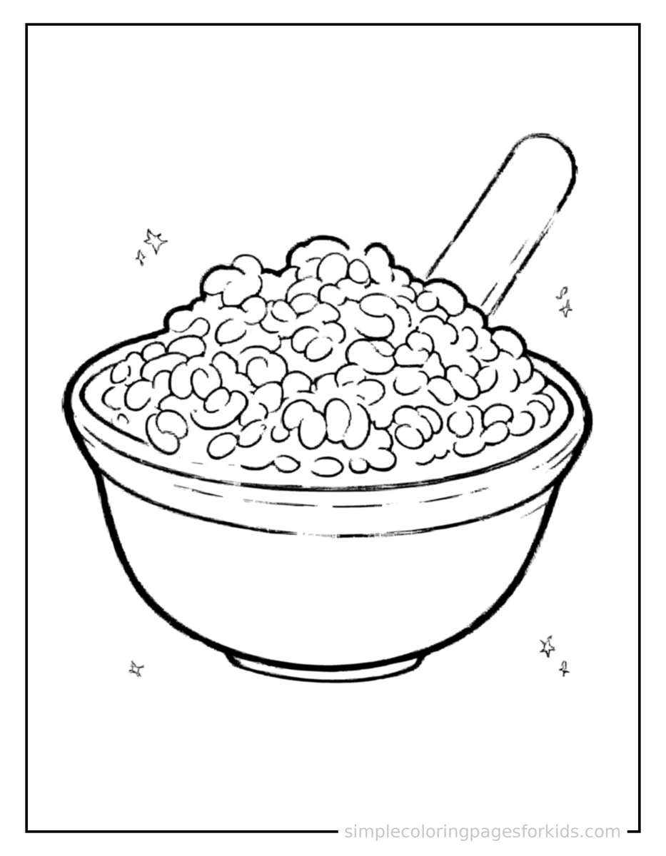 Sparkling Bowl Of Rice Coloring Page