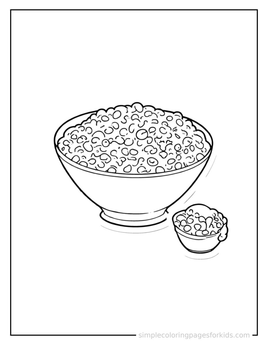 Coloring Scene 3 Bowl Of Rice Coloring Page