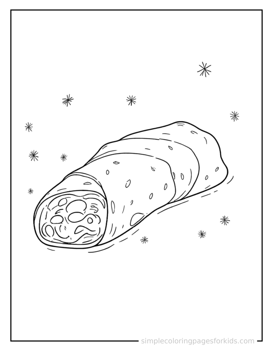 Sparkling Wrapped Burrito Coloring Page