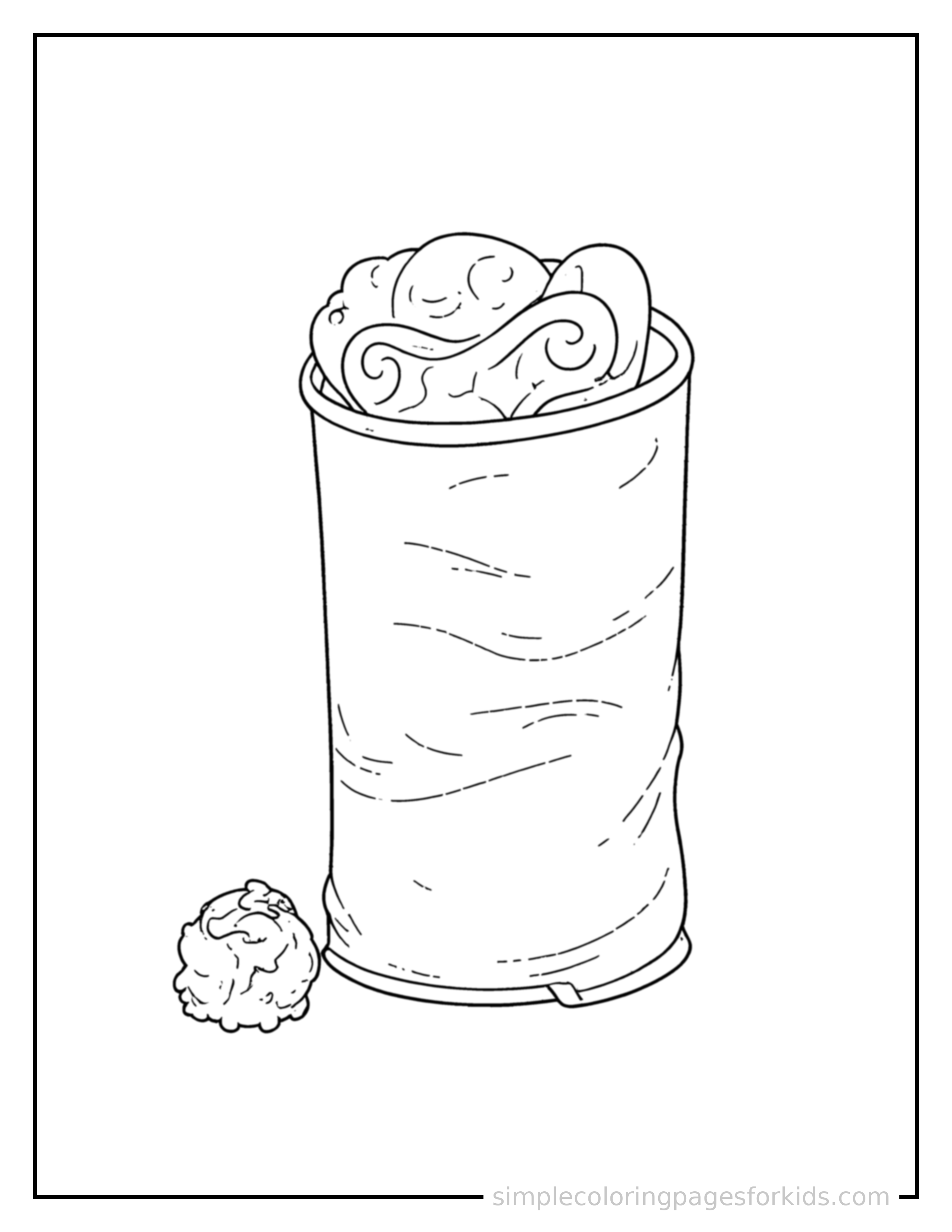 Free printable wrapped burrito coloring page featuring a cute wrapped burrito, shown with a smaller mini version of itself beside it.