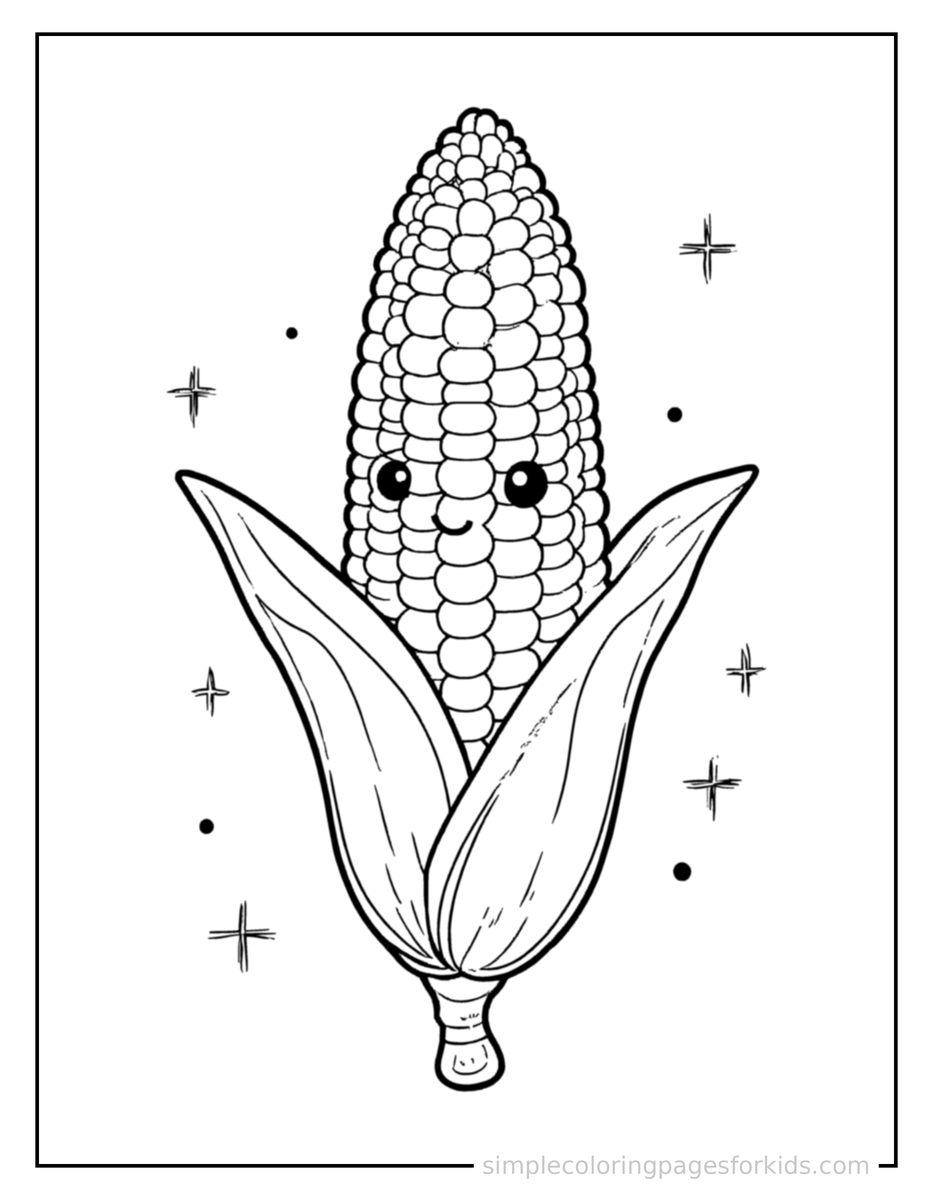 Sparkling Corn On The Cob Coloring Page