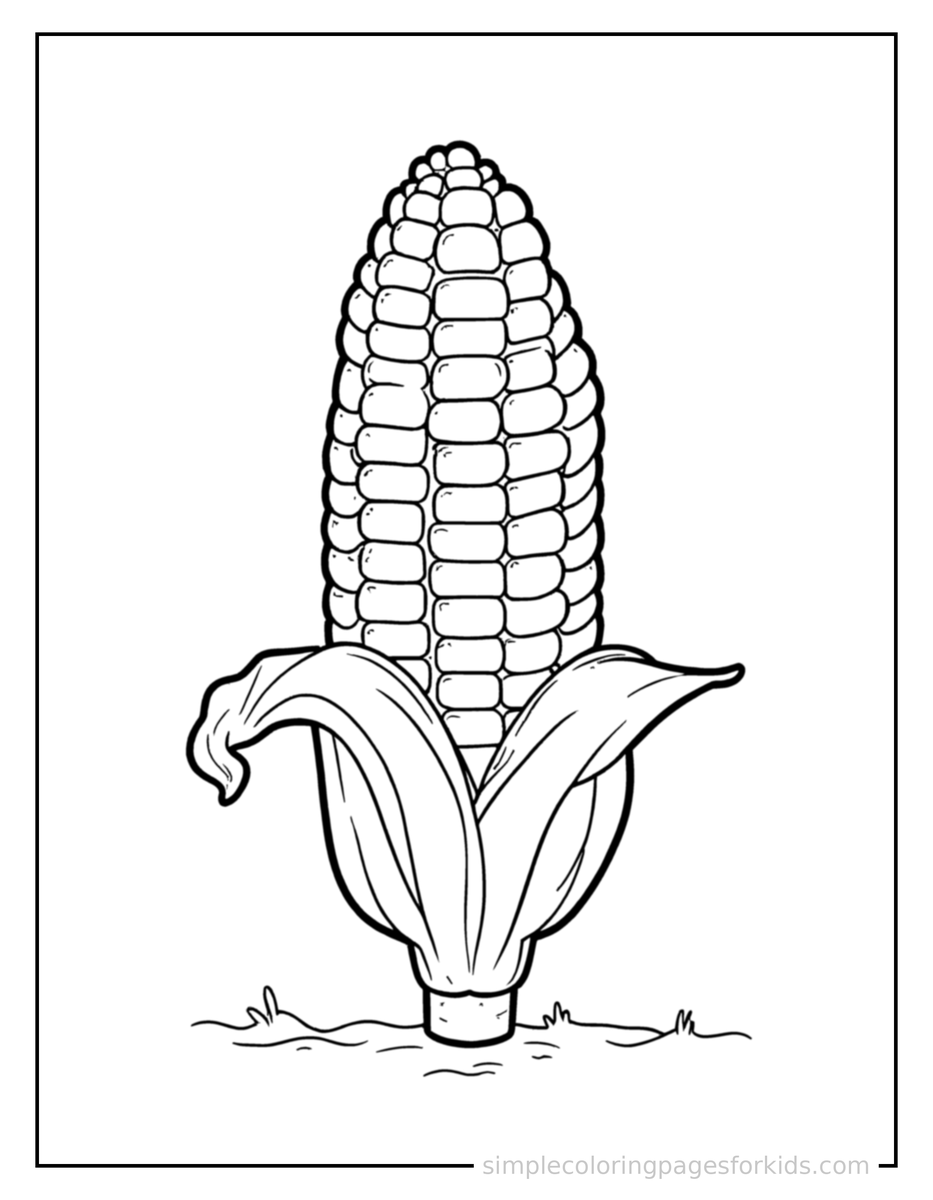 Coloring Scene 3 Corn On The Cob Coloring Page