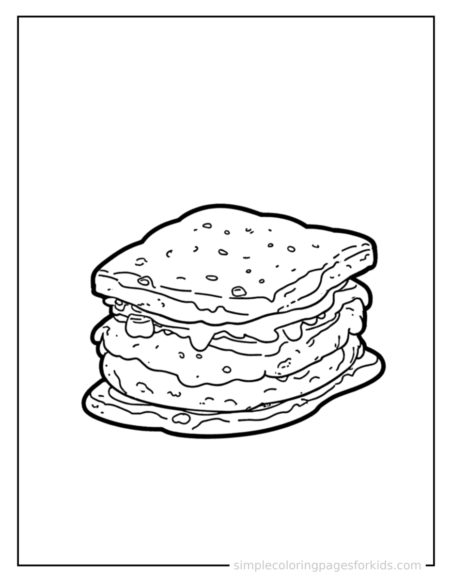 S’Mores With Chocolate And Marshmallow Coloring Pages