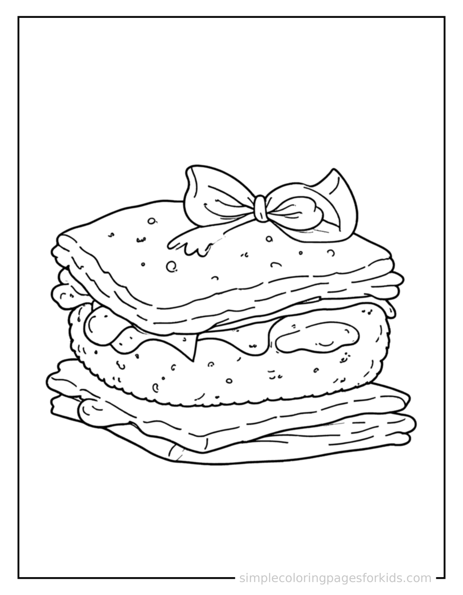 Coloring Scene 4 S’Mores With Chocolate And Marshmallow Coloring Page