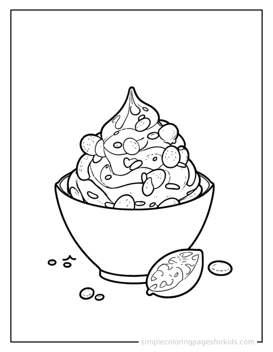 Sparkling Fruit Smoothie Bowl With Toppings Coloring Page