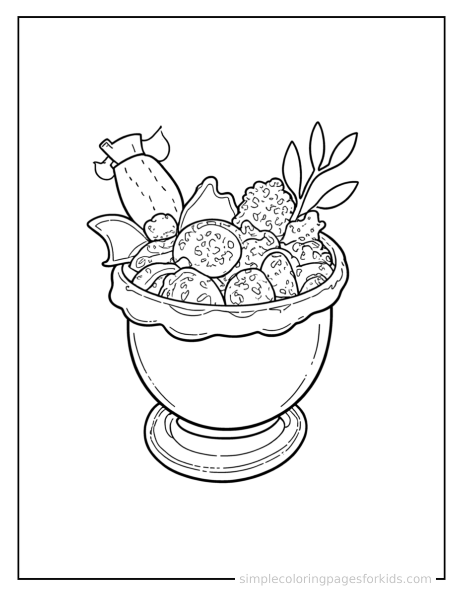 Coloring Scene 4 Fruit Smoothie Bowl With Toppings Coloring Page