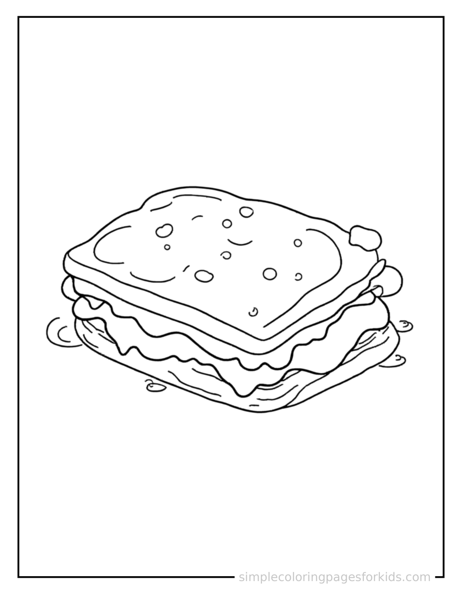 Coloring Scene 3 Grilled Cheese Sandwich Coloring Page
