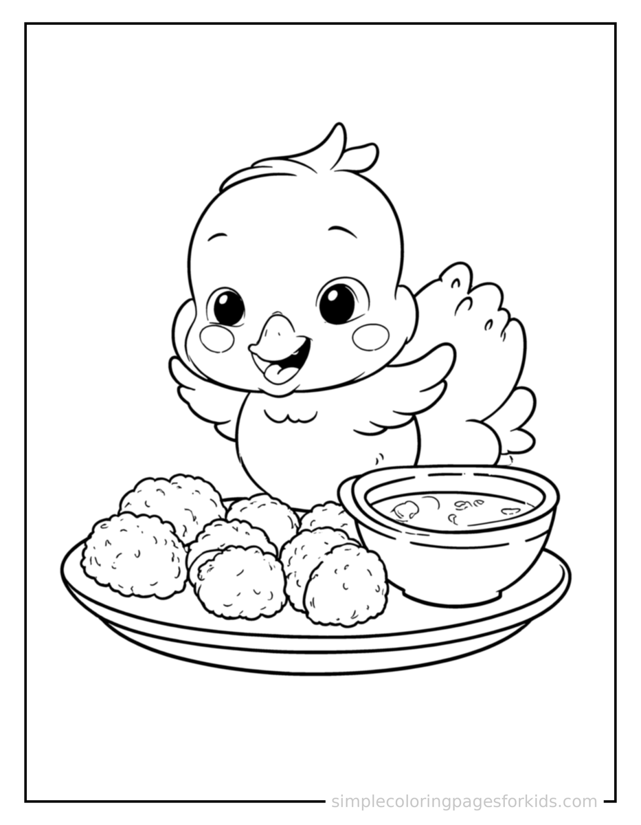 Chicken Nuggets With Dipping Sauce Coloring Pages
