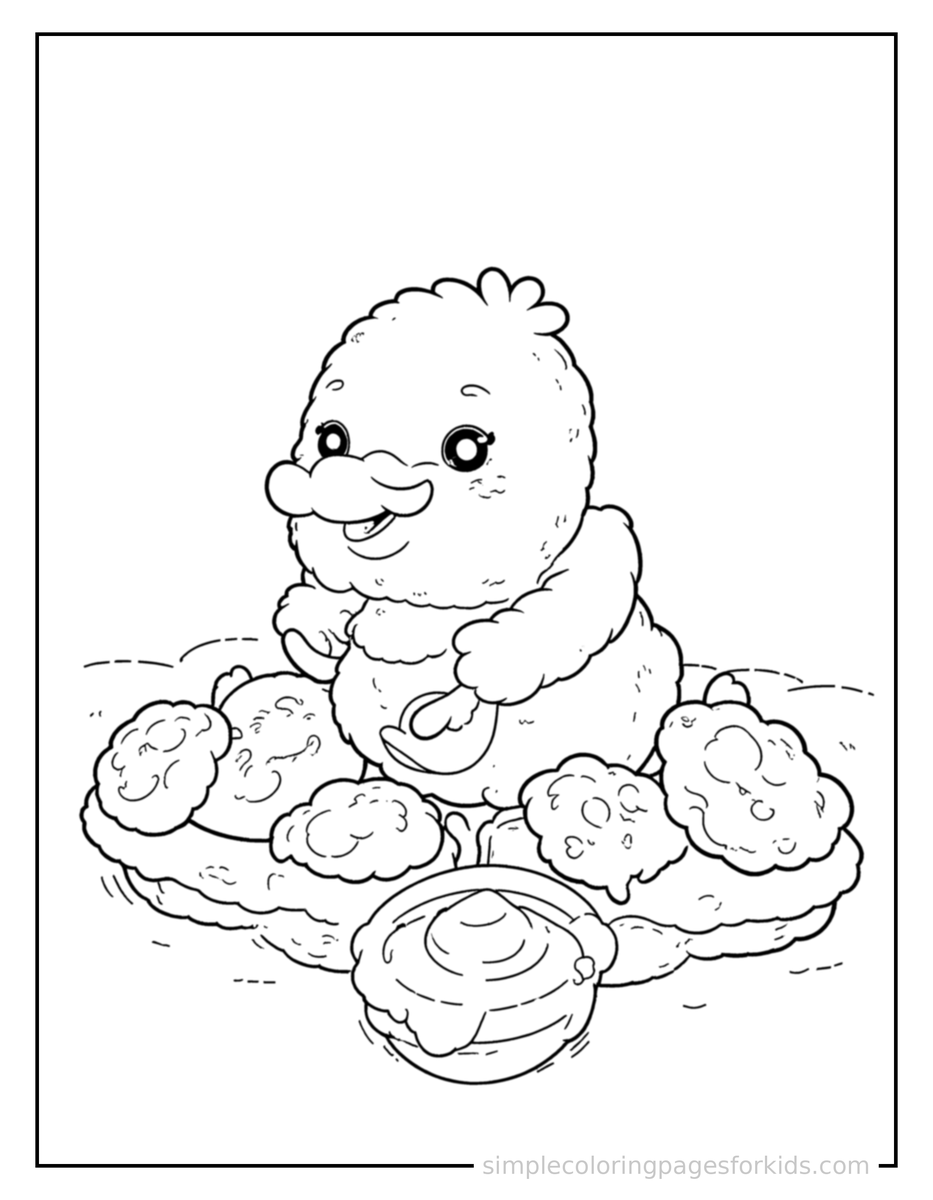 Dipping Chicken Nuggets With Dipping Sauce Coloring Page