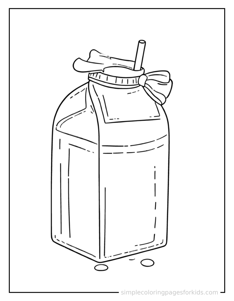 Coloring Scene 4 Carton Of Milk With A Straw Coloring Page
