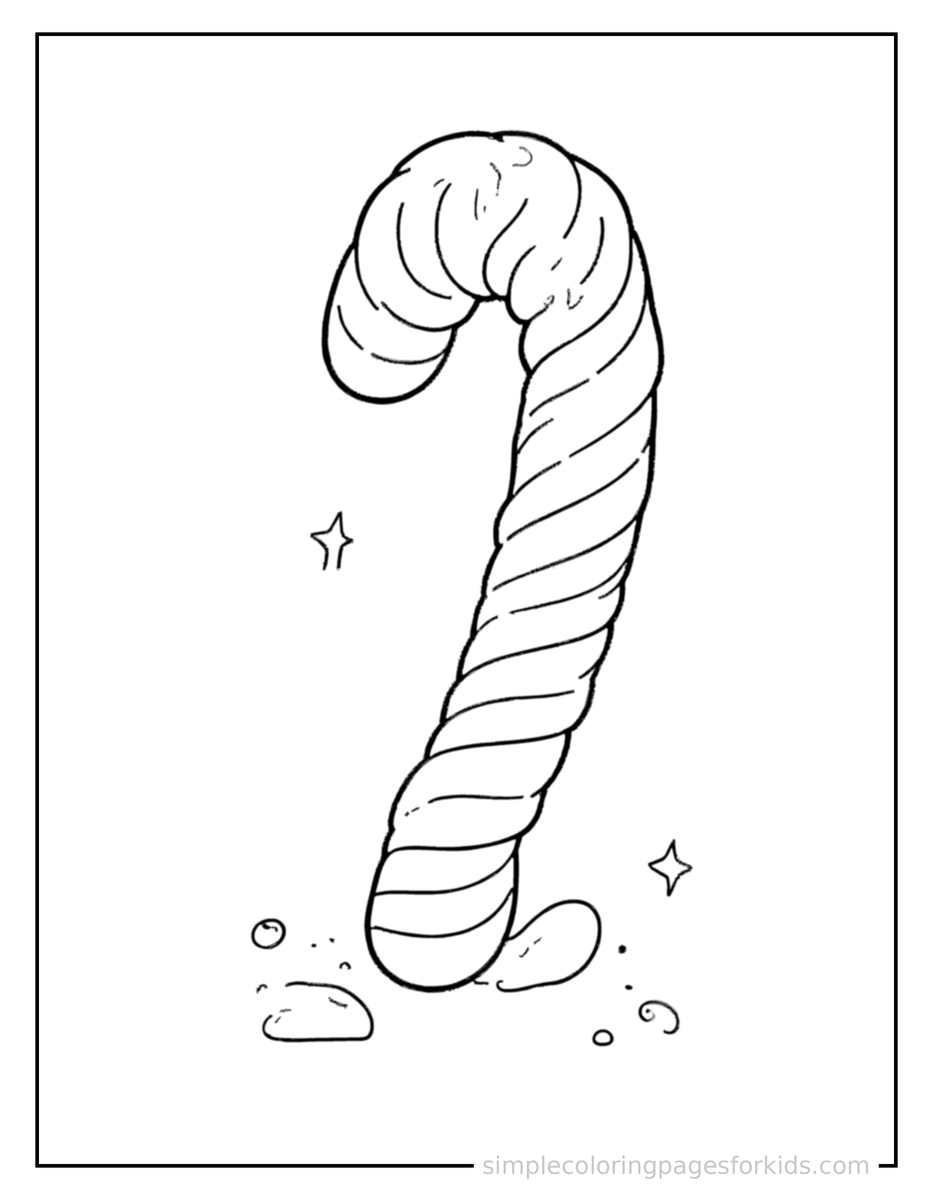Sparkling Swirled Candy Cane Coloring Page
