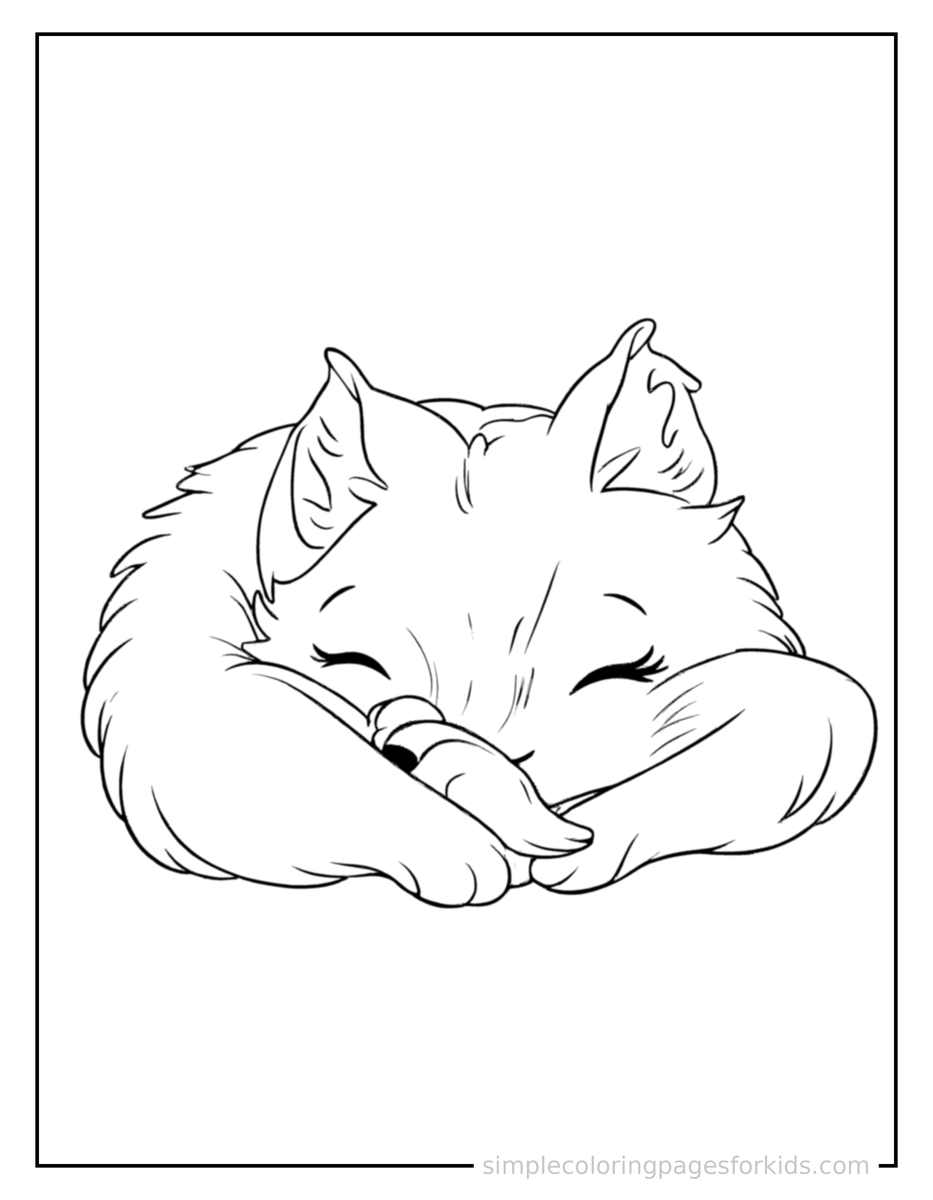 Sleepy Fox Coloring Page