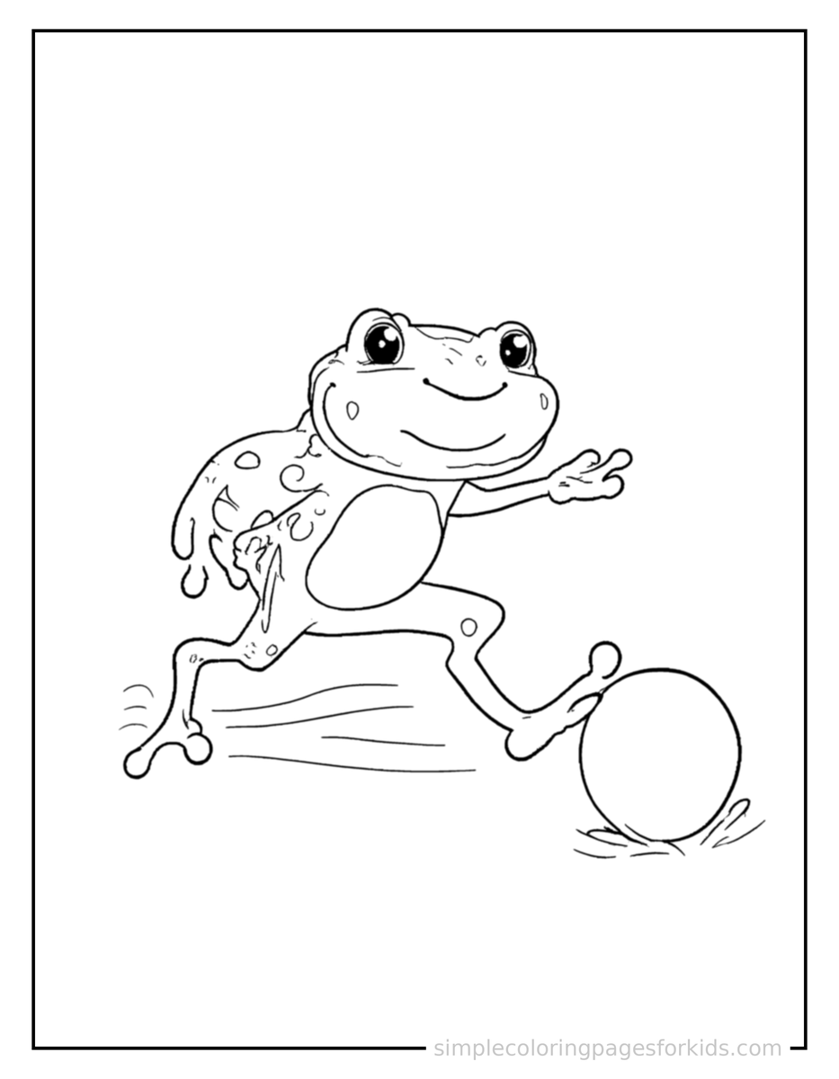 Playing with a Ball Frog Coloring Page