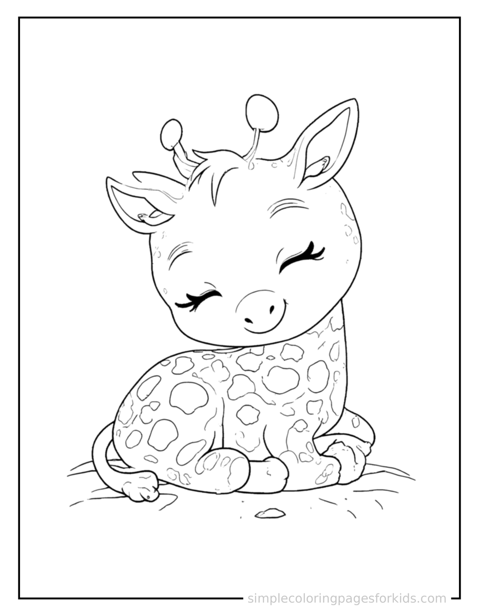 Sleepy Giraffe Coloring Page