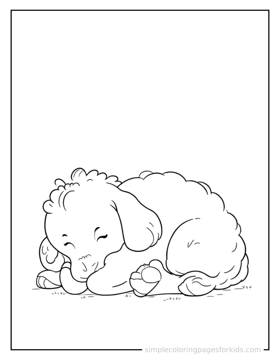 Sleepy Goat Coloring Page