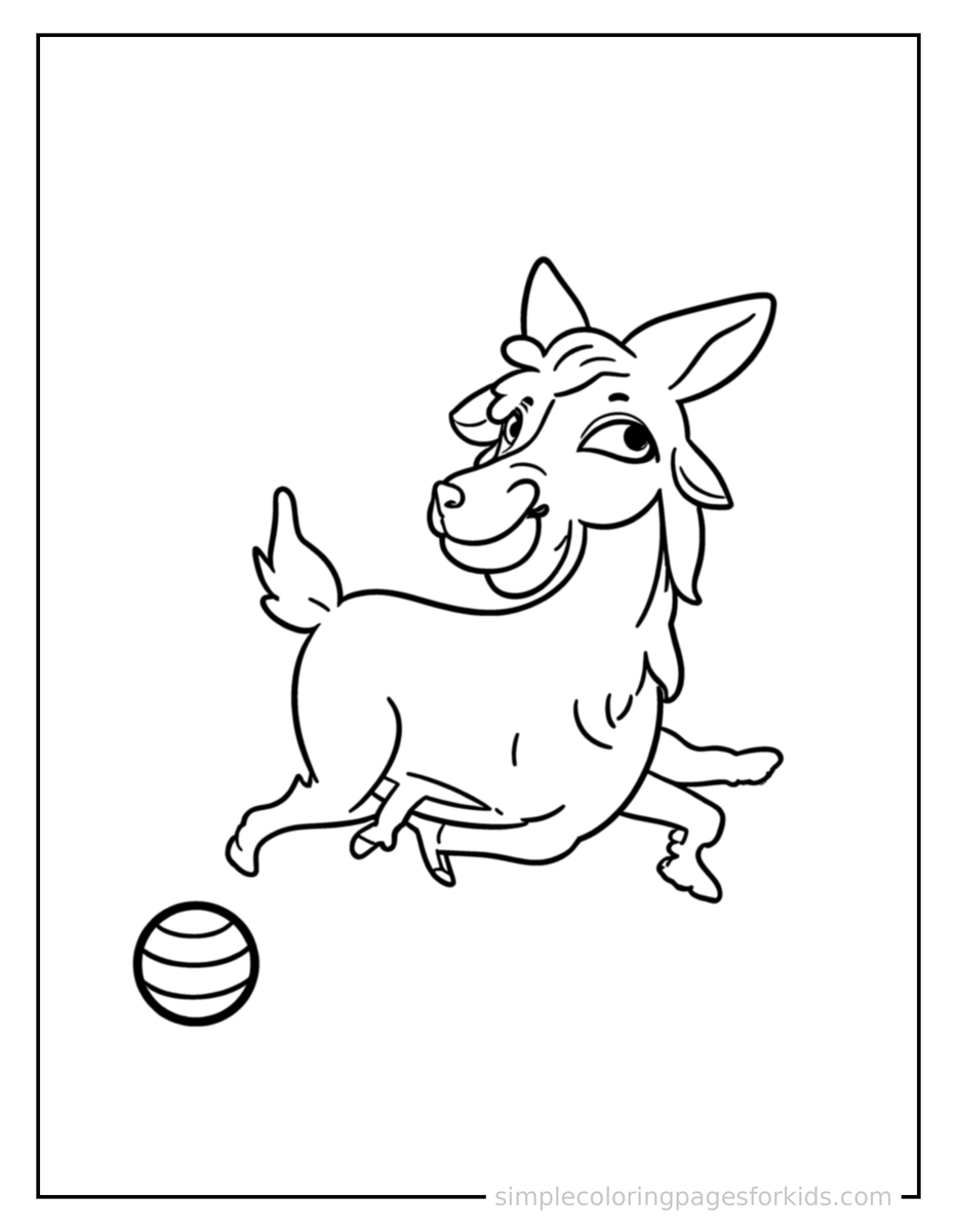 Playing with a Ball Goat Coloring Page