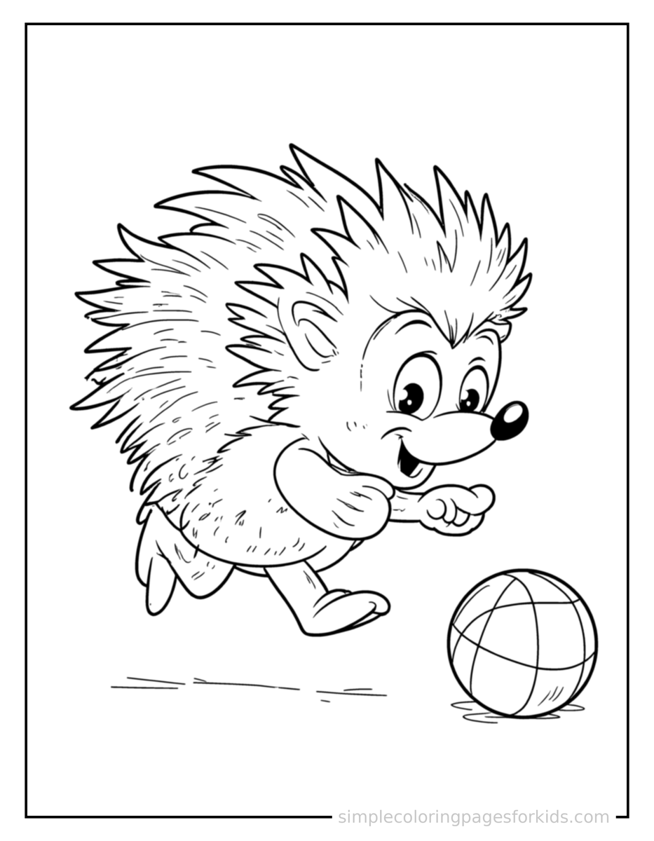 Playing with a Ball Hedgehog Coloring Page