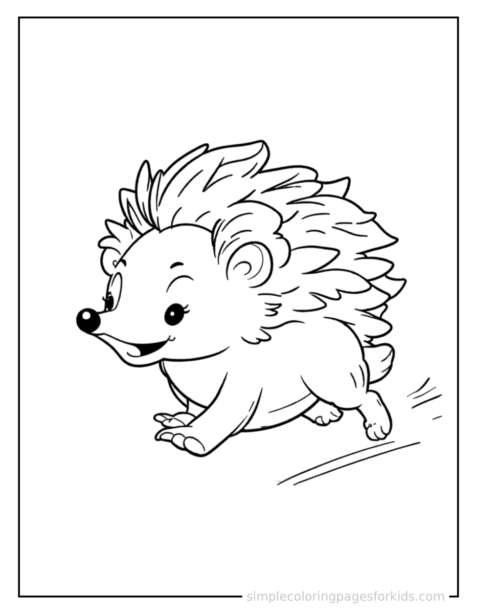Running Hedgehog Coloring Page