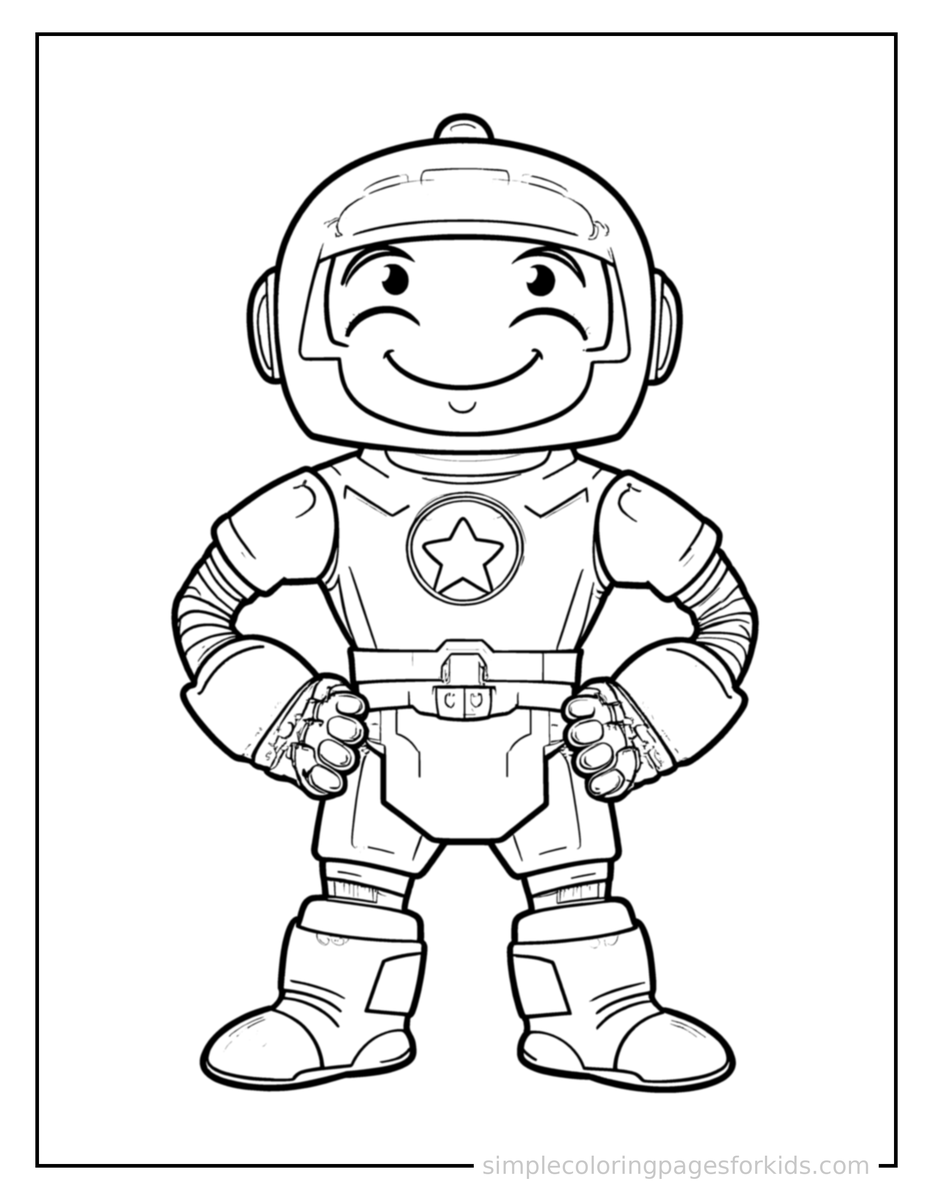 Proud Hero Robot Coloring Page