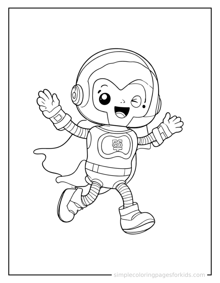 Jumping Hero Robot Coloring Page
