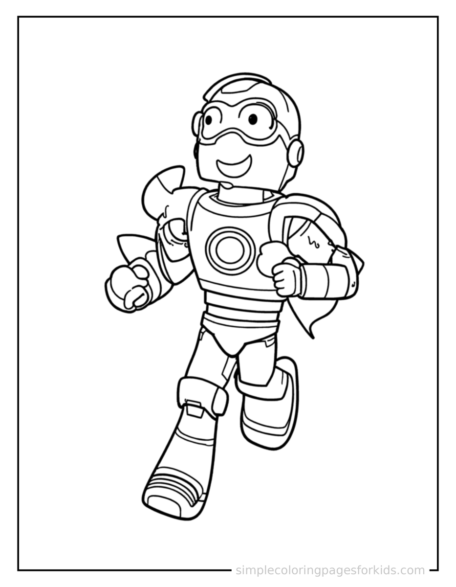 Running Hero Robot Coloring Page