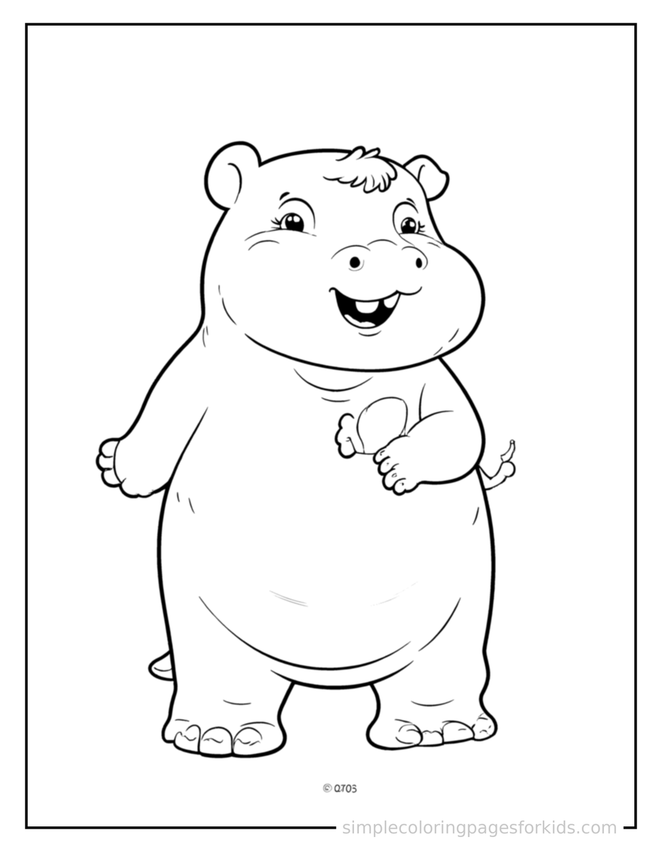 Proud Hippo Coloring Page