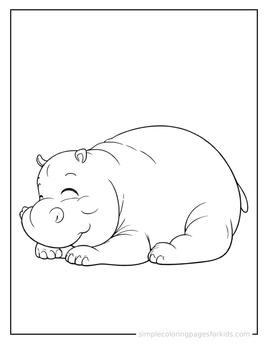 Sleepy Hippo Coloring Page