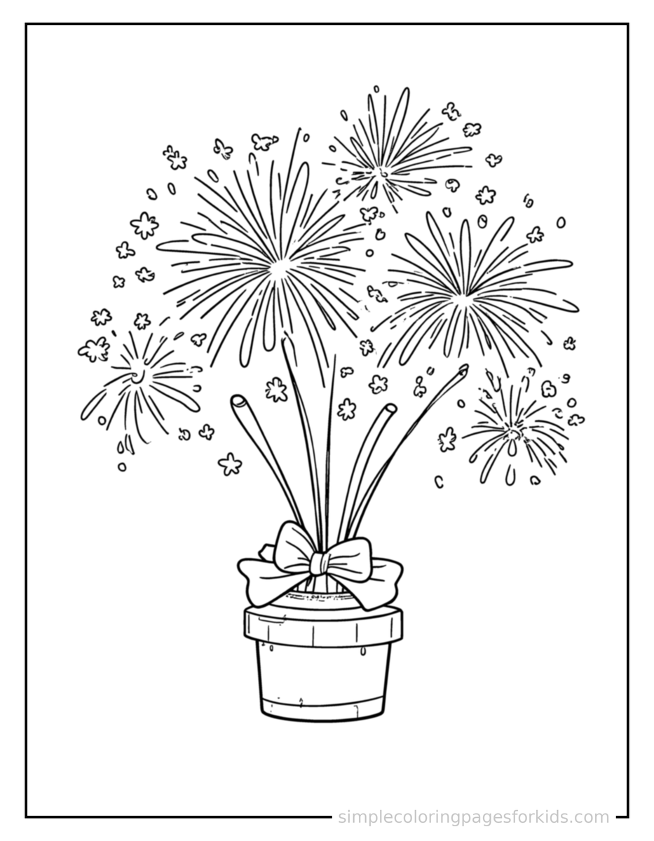 Coloring Scene 4 Fourth Of July Fireworks Celebration Coloring Page
