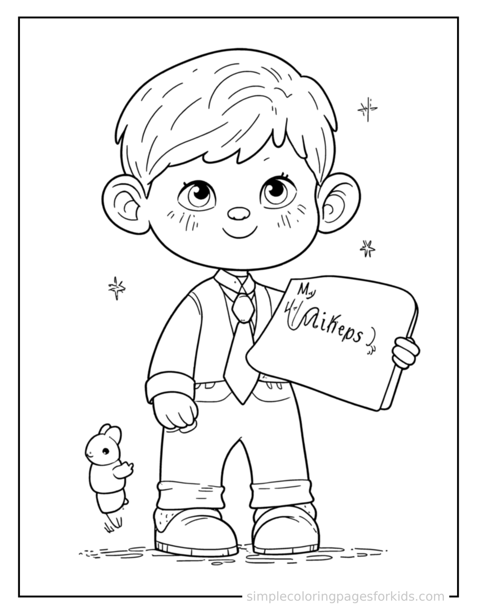 Sparkling Father’S Day Necktie And A Card Coloring Page