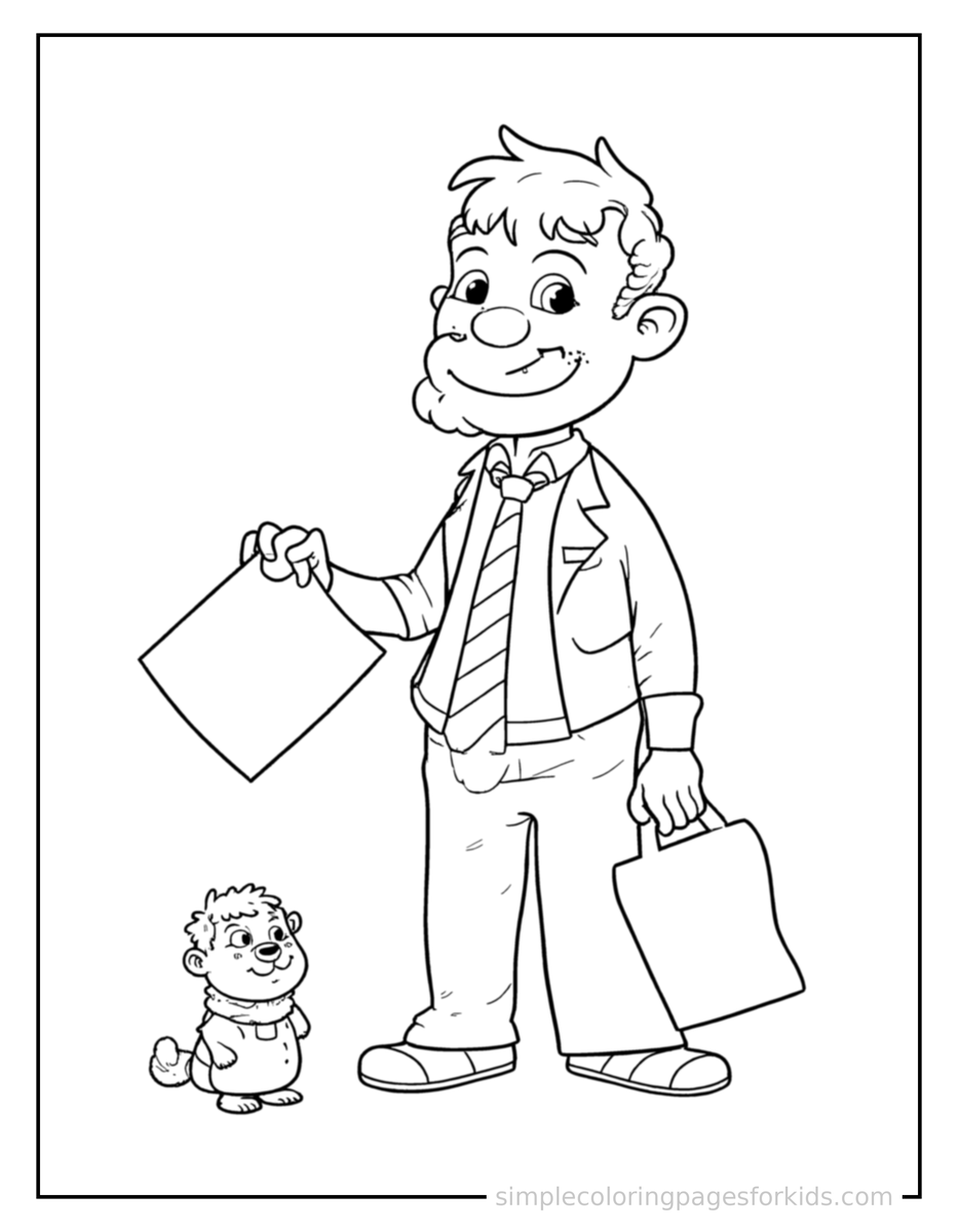 Coloring Scene 3 Father’S Day Necktie And A Card Coloring Page