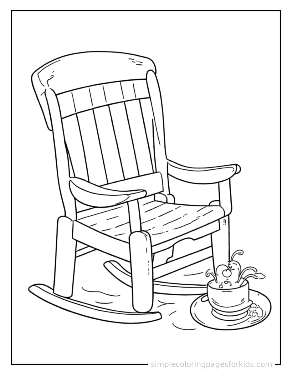 Rocking Grandparents Day Rocking Chair And Cookies Coloring Page