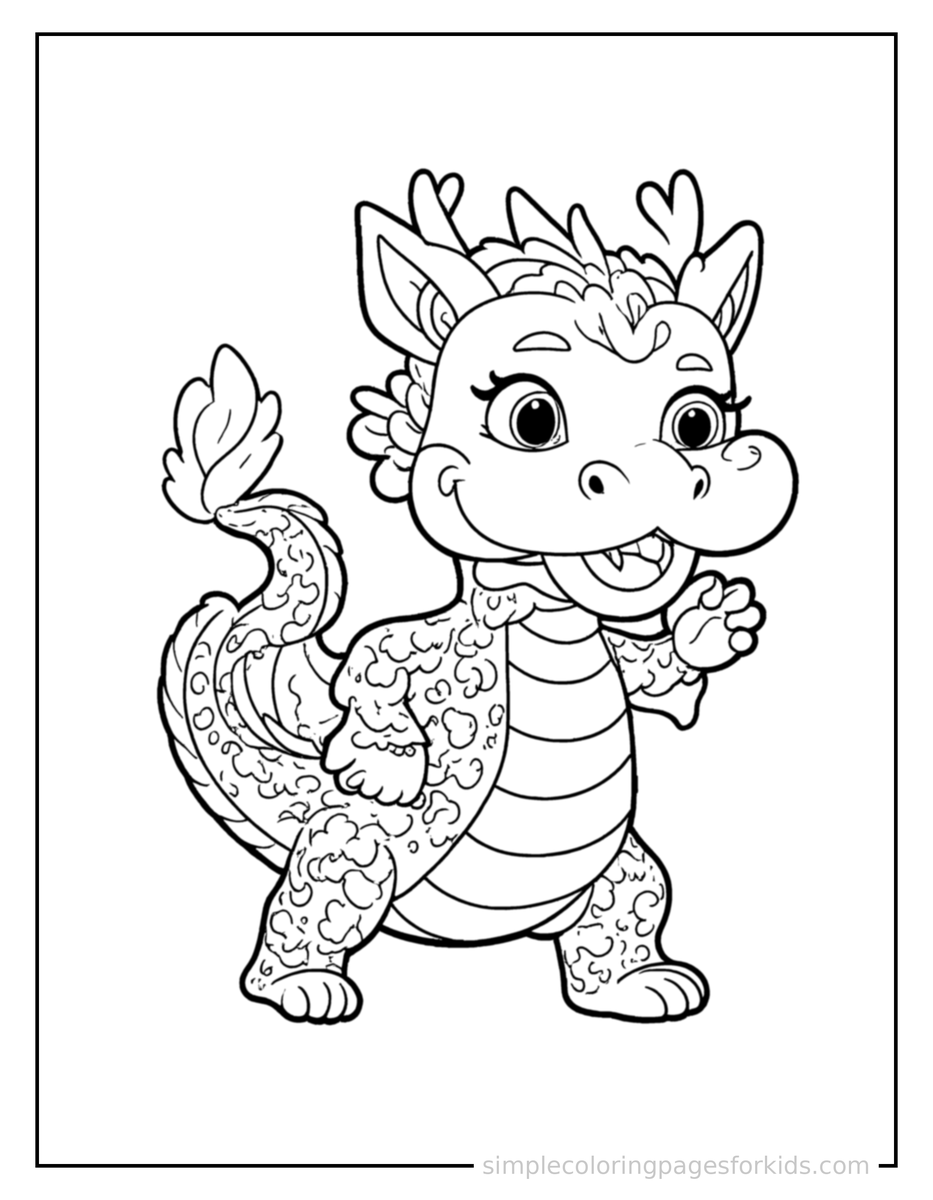 Chinese New Year Red Lantern And Dragon Dance Coloring Pages